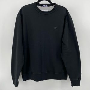 Champion Men’s Crewneck Sweatshirt Black Cotton Blend Pullover L